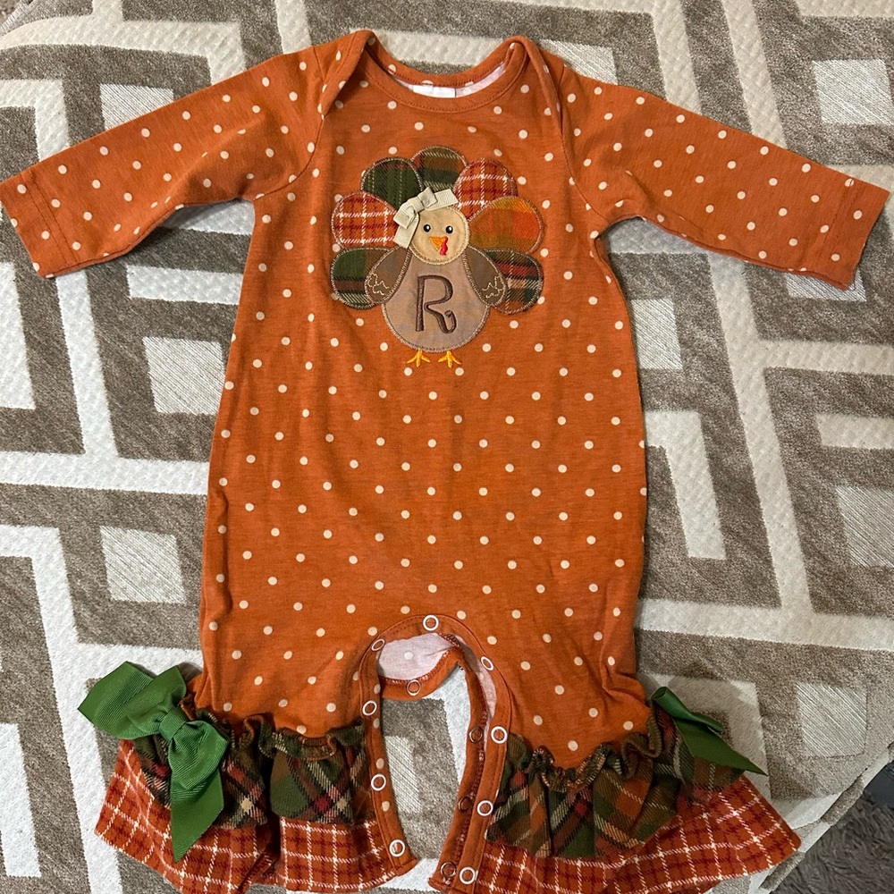 RicRac Ruffles Turkey Onesie